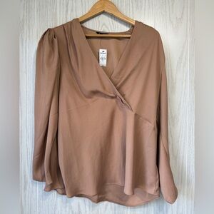 Express Bronze Satin Wrap Blouse Women’s Size XL NWT